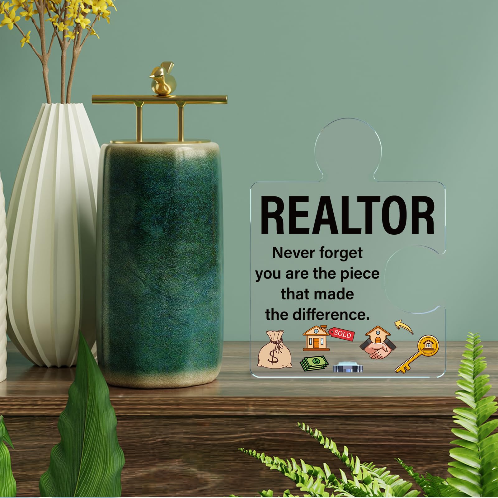Realtor Gifts for Women Men, Thank You Appreciation Gifts for Real Estate Agents, Motivational Realtors Acrylic Puzzle Plaque Sign Office Decor