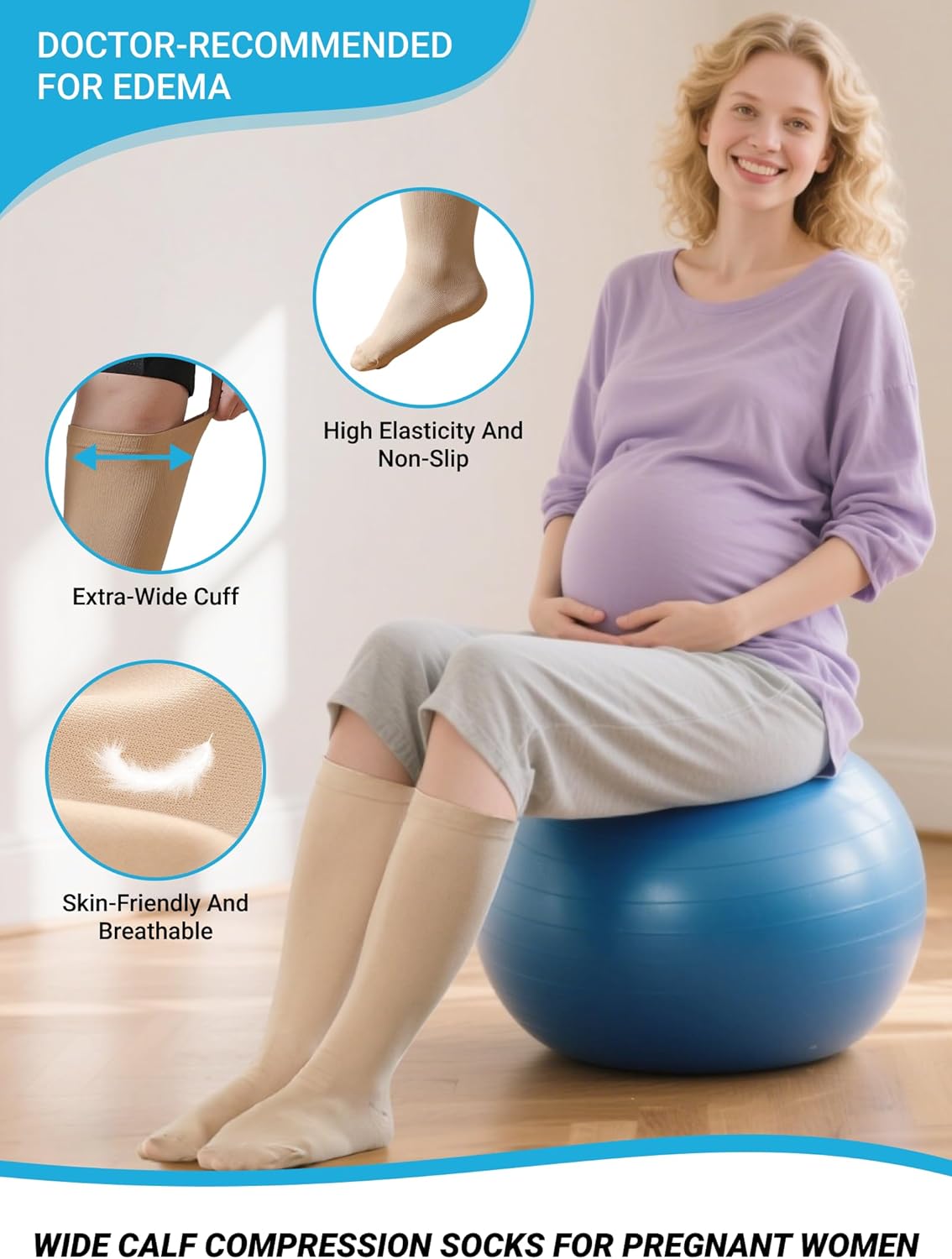 Plus Size Compression Socks: Wide Calf Compression Stockings for Men Women - Extra Large 20-30 mmHg Compression Hose Support for Running Travel Nurses Pregnancy 3 Pairs - Image 5