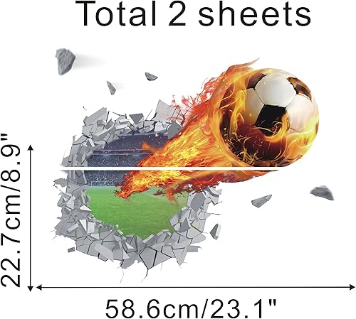 Miniatura 5 de IARTTOP Calcomanía de pared de fútbol 3D, decoración de pared de fútbol, calcomanías de fútbol para pared, decoración de sala de fútbol, artículos