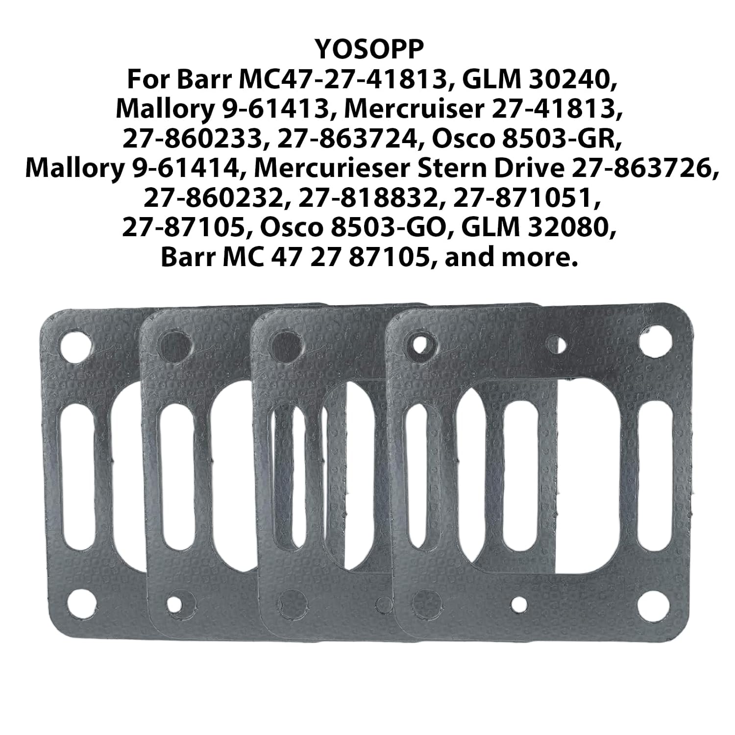 Exhaust Gaskets for Mercury Mercruiser V6 V8 Bravo Engines - Manifold, Restricted Elbow, Risers - 27-41813, 27-860233, 27-863724