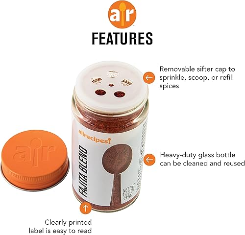 Miniatura 5 de Allrecipes Taste of Mexico (cilantro, comino molido, mezcla de fajita) en frascos de vidrio con tapas de tamiz extraíbles para rociar, juego de 3