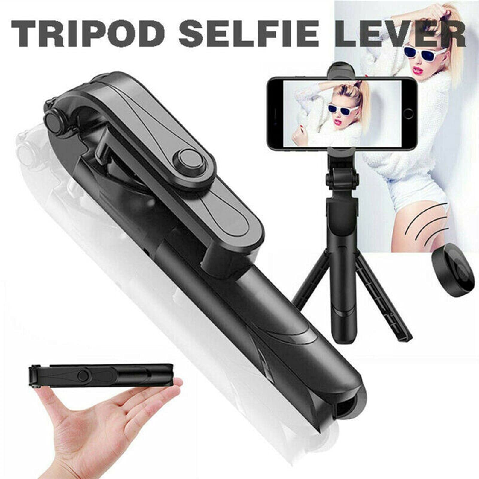 SCRUBY 2021 4 w 1 Bluetooth Selfie Stick Statyw Selfie Stick z bezprzewodowym pilotem i statywem (czerwony)