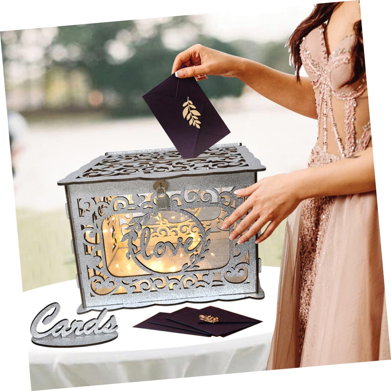 1set Wooden Card Box for Weddings and Special Occasions Rustic Design Greeting Card Holder Decorative Container for Collecting Wishes and Notes for Anniversaries and Celebrations