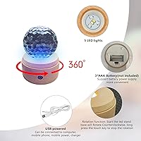 Vista 3 de Base de pantalla LED de madera, soporte de exhibición giratorio, base redonda iluminada de madera, 8 modos de iluminación, soporte de luces LED