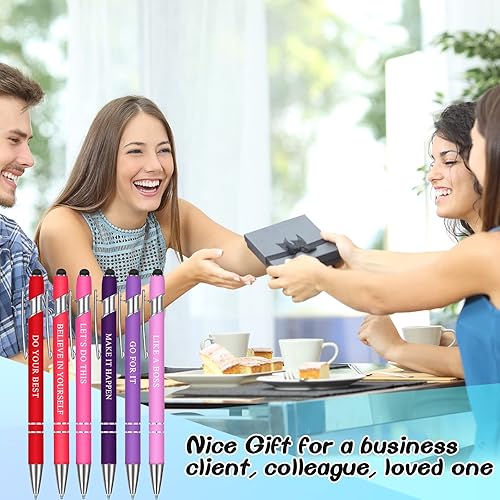 Vista 86 de Zonon - Paquete 12 bolígrafos con frases motivacionales para escuela y oficina, punta fina, escritura uniforme, citas divertidas para regalar a Rosa