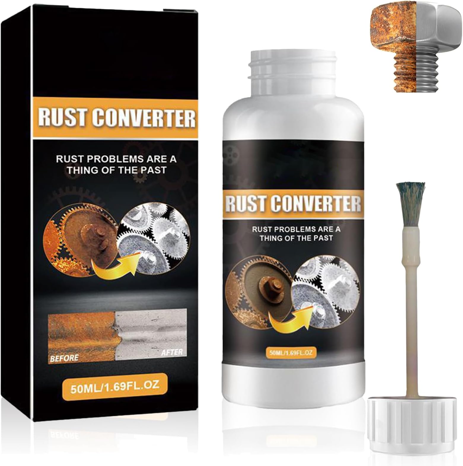Multipurpose Metal Rust Removal and Converter for Car,Rust Remover Spray for Metal,Heavy Duty Metal Cleaner for Vehicles,Tools,Chains,Iron Out Rust Stain Remover (White)