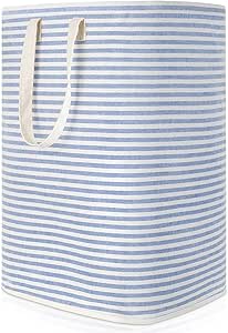 Cesto Portabiancheria Pieghevole In Tessuto Oxford | 43x35 Cm | Blu E Bianco Porcellana | Impermeabile
