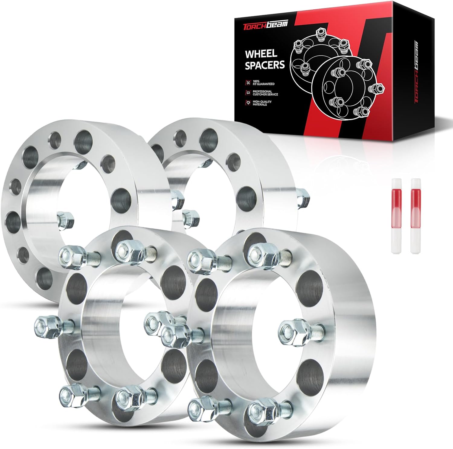 Torchbeam 6x5.5 Wheel Spacer 2" for Frontier, Titan, Pickup, Xterra, Pathfinder, Armada, QX56, QX4, 108mm Hub Bore & M12x1.25 tud, 6 Lug Real Forged Spacer, 4Pcs