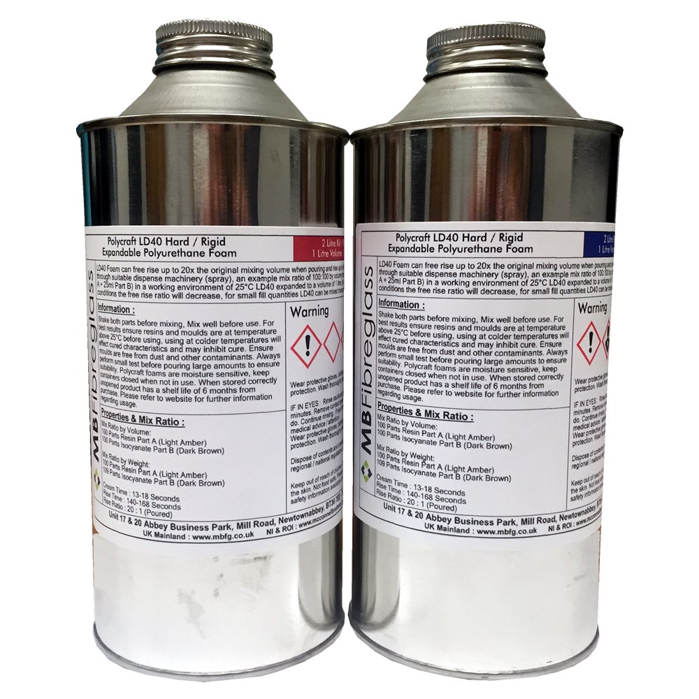 Polycraft LD40 Expanding Polyurethane Foam - Hard/Rigid - 2 Litre Kit