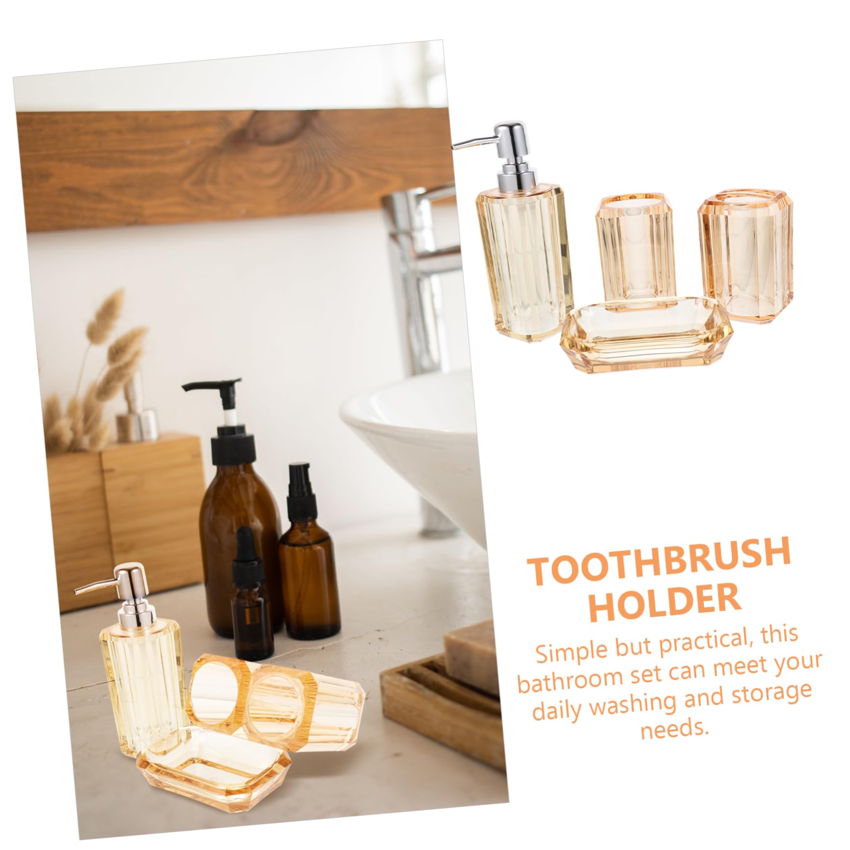 Juego de Accesorios de Baño 1 Set Acrílico Acero Inoxidable Dorado