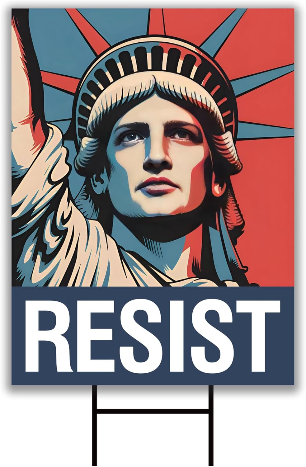 Resist Resistance Yard Sign - Resist Hate Lawn Sign, Anti-Trump Sign, Resist Racism, Resist Fascism Yard Sign with Metal H-Stake, VP16167 (Multicolor, 24" x 18", Double Sided)