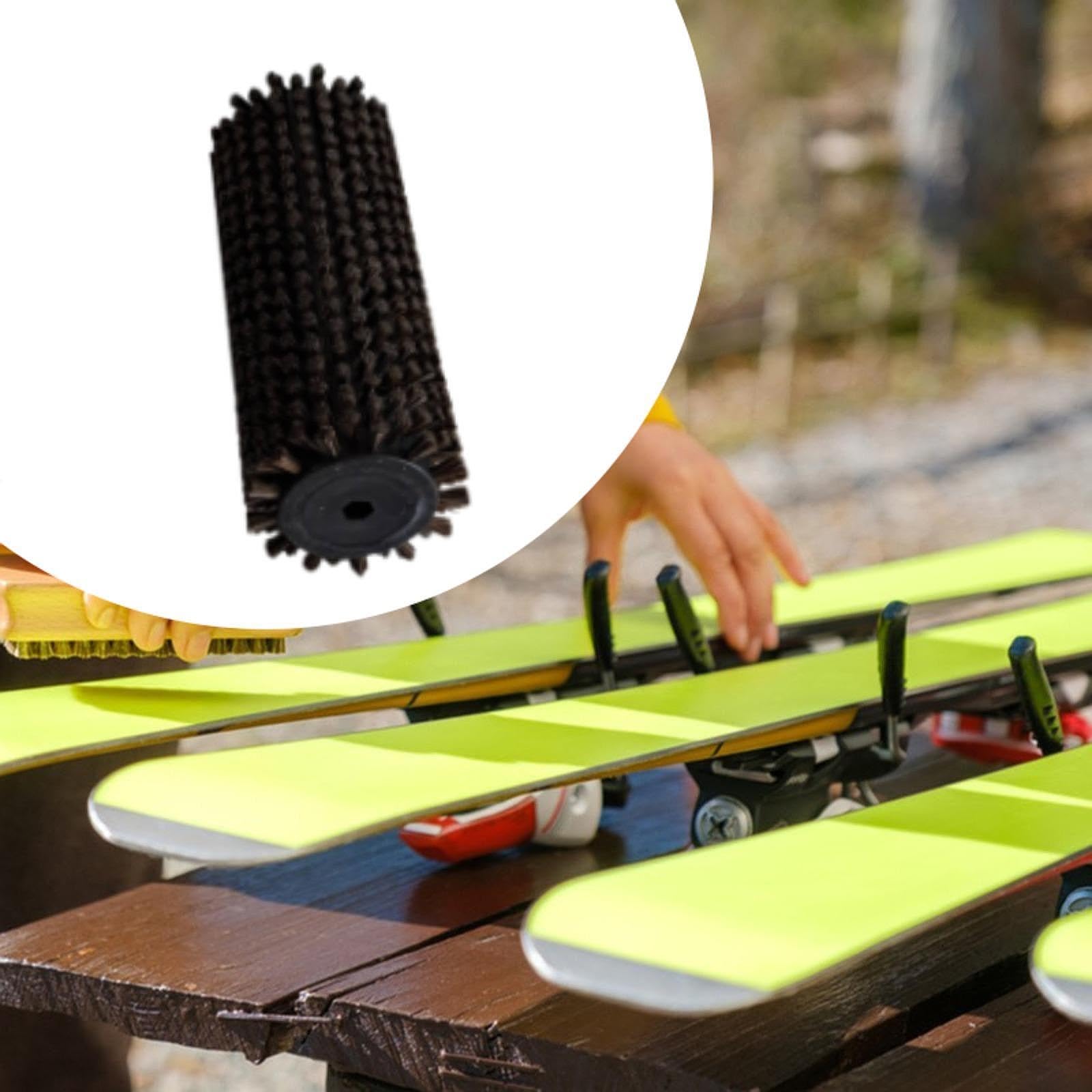 Amagogo Brosse à Ski Interchangeable Brosse à Ski Interchangeable Brosse Rotative D'entretien Efficace Et Portable Brosse à Rouleau De Fartage De Ski, Brosse En CRIN De Cheval
