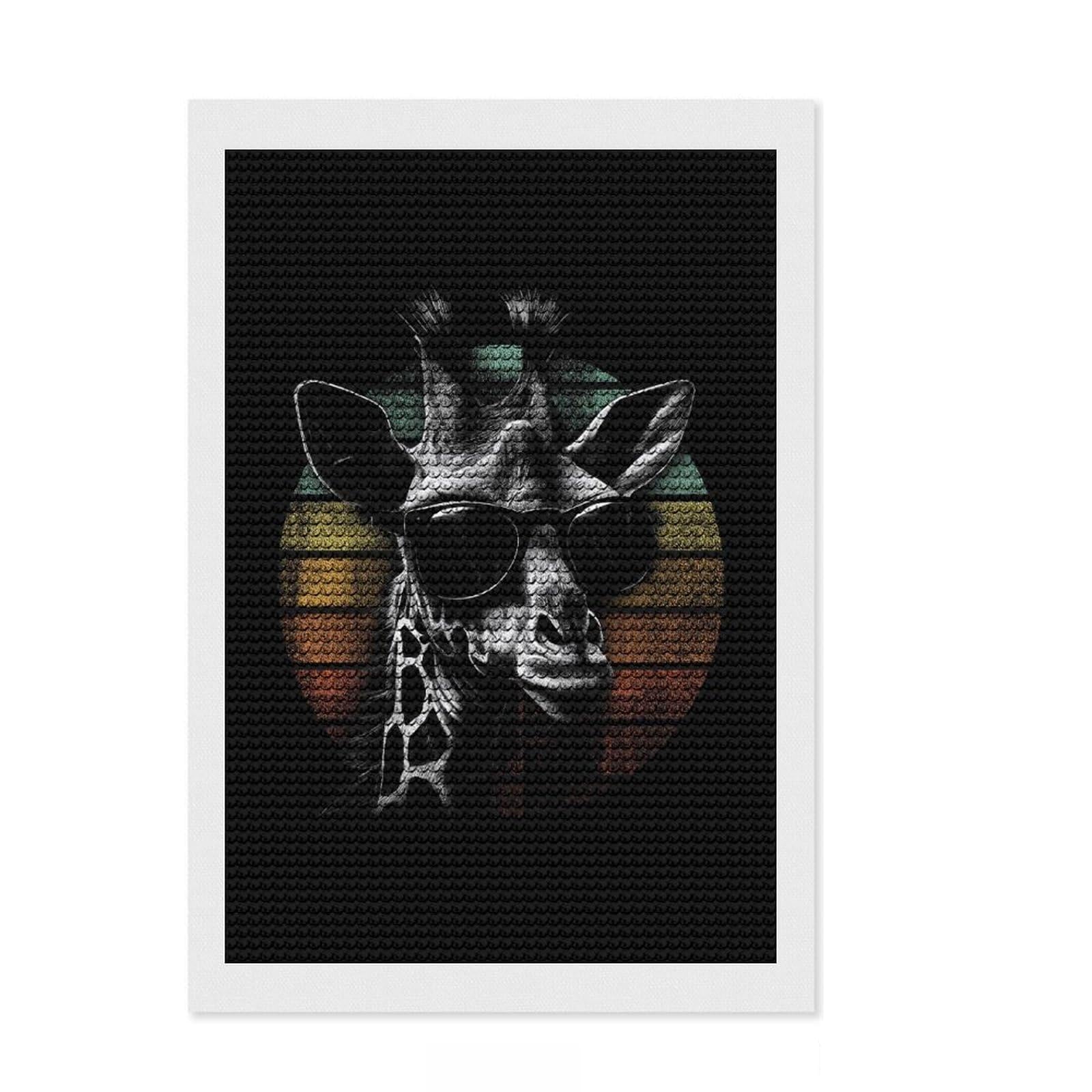Junmoney Retro Girrafe 5D Diamond Painting Kit 8"x12", for Women, Farmhouse Decor, Boho Decor, Thoughtful Present, Relaxing DIY