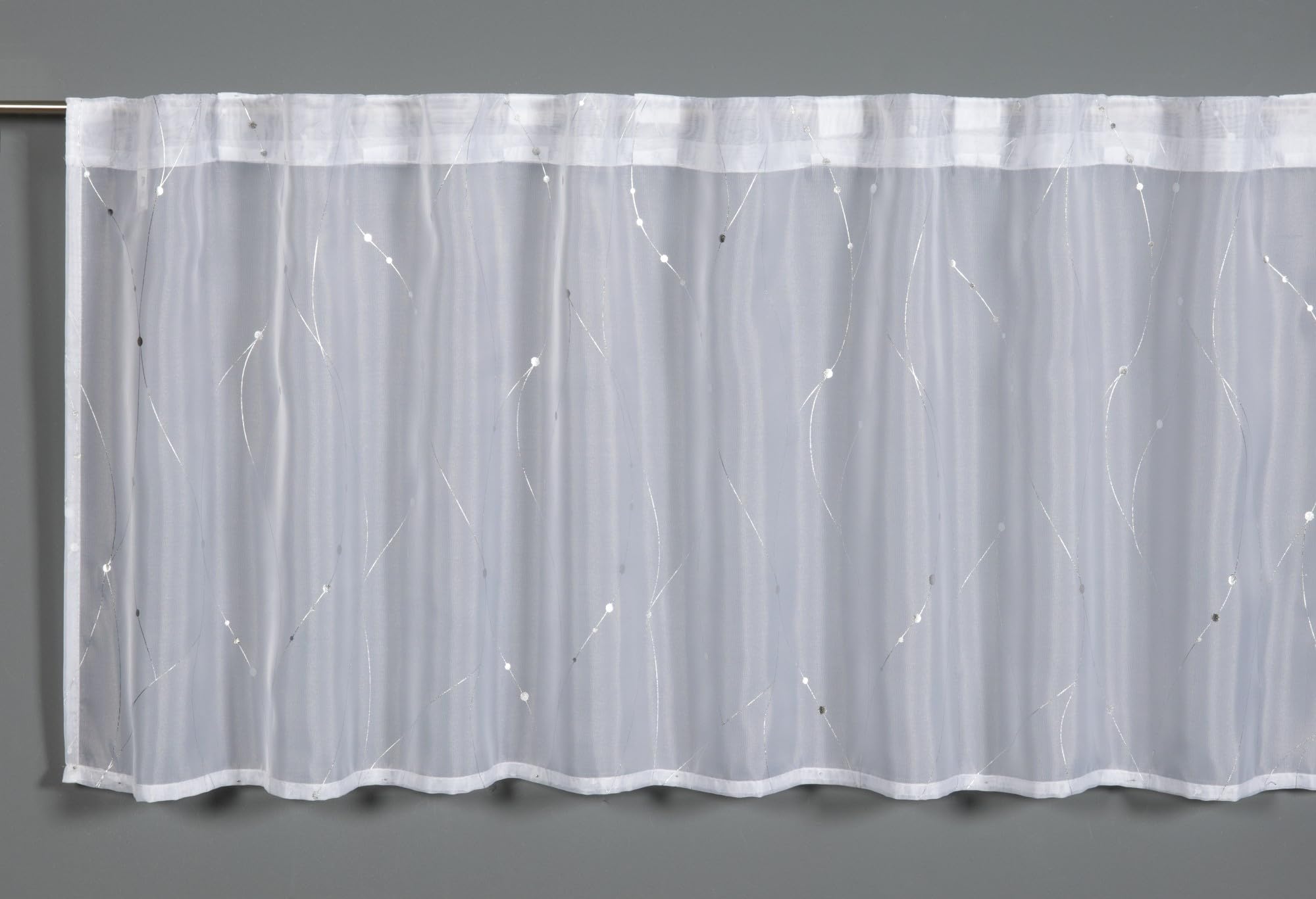 Gardinia Bistro Curtain Voile with Foil Print, White, 140 x 45 cm