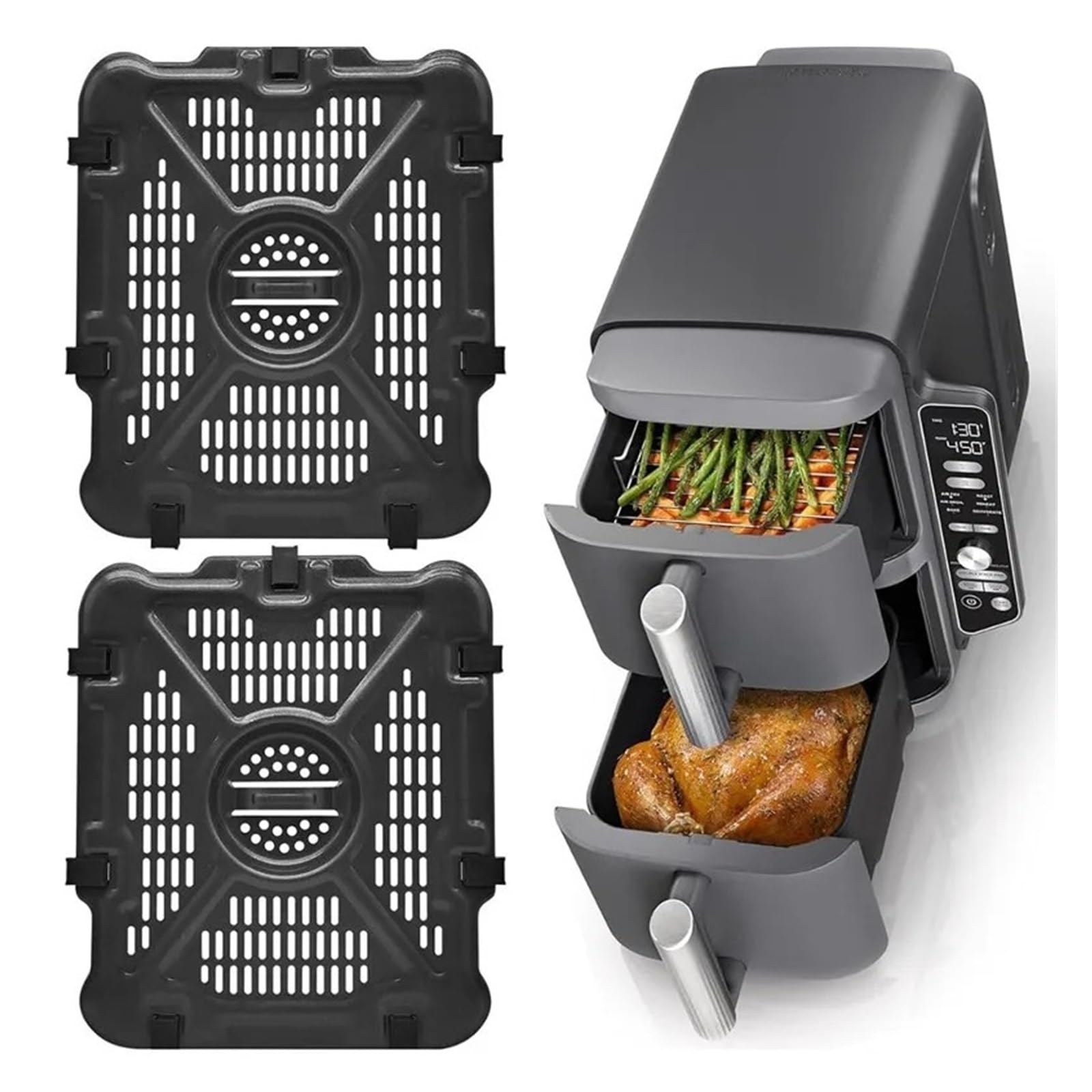 Reemplazo De Sartén For Parrilla De Freidora De Aire, For SL201 | Compatible For Ninja DoubleStack, for SL201 (2 piezas 8QT), SL401/SL451 (2 piezas 10QT)