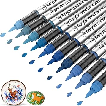 10 Color Acrylic Paint Markers Brush Tip | Waterproof, No-Bleed Ink with Automatic Ink Control, Premium Paint Pens for Rock, Wood, Canvas, Glass, Fabric, DIY Crafts