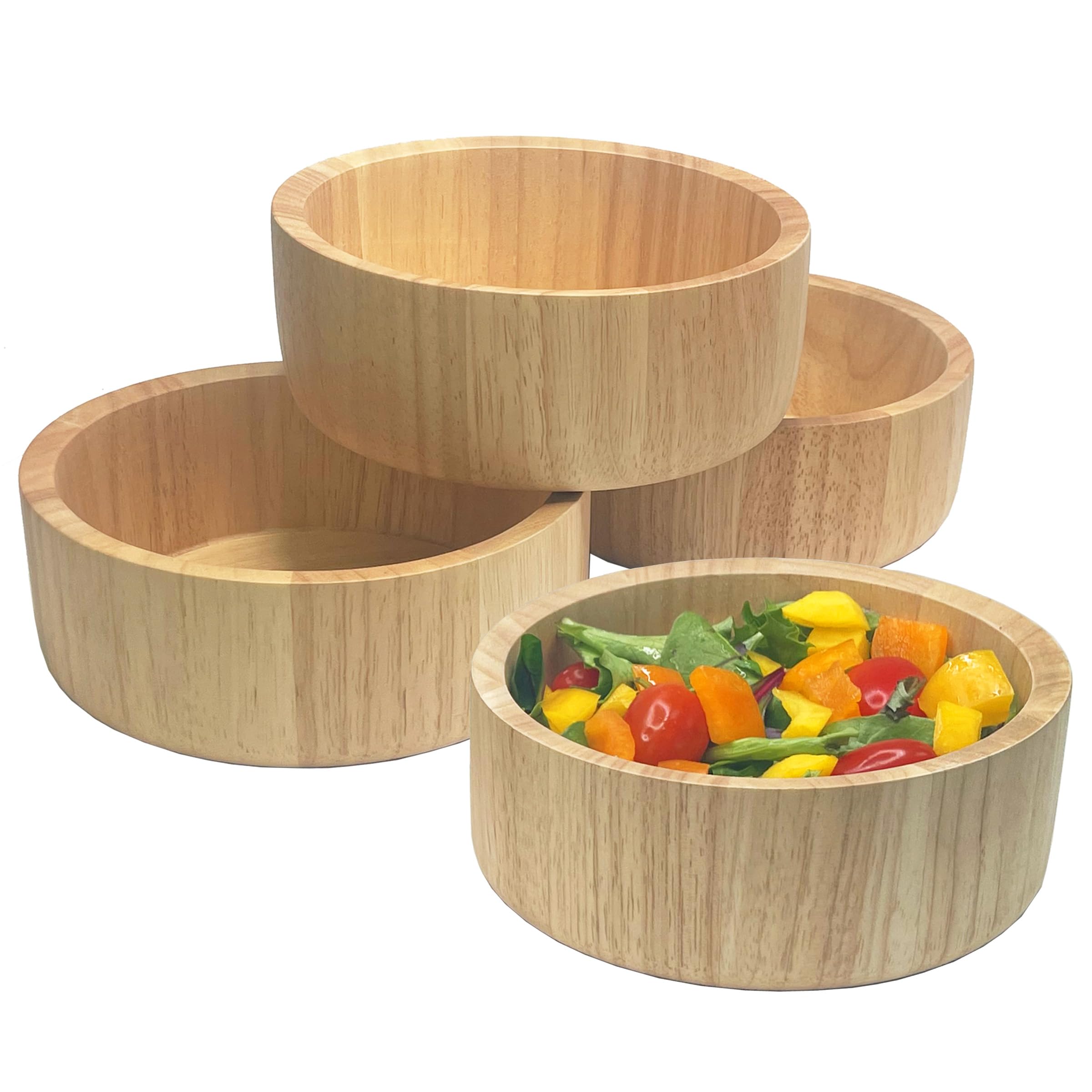 Woodard & Charles - Juego de 4 cuencos individuales de madera, cuencos para servir aperitivos, 6 1/2 x 2 1/2 pulgadas
