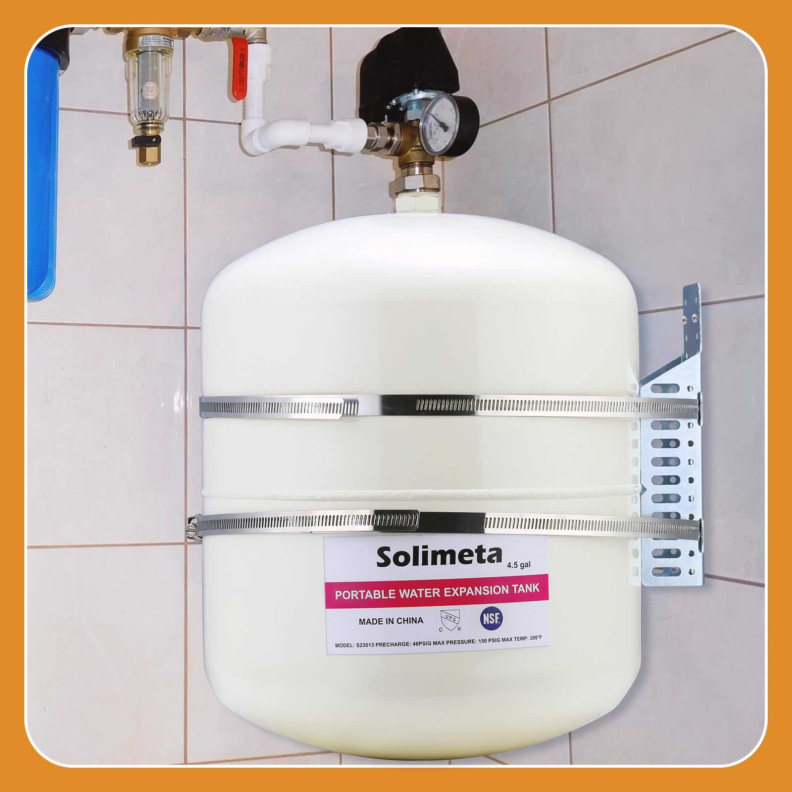 Tanque de expansión de agua potable de 4.5 galones con soporte de montaje en pared ajustable