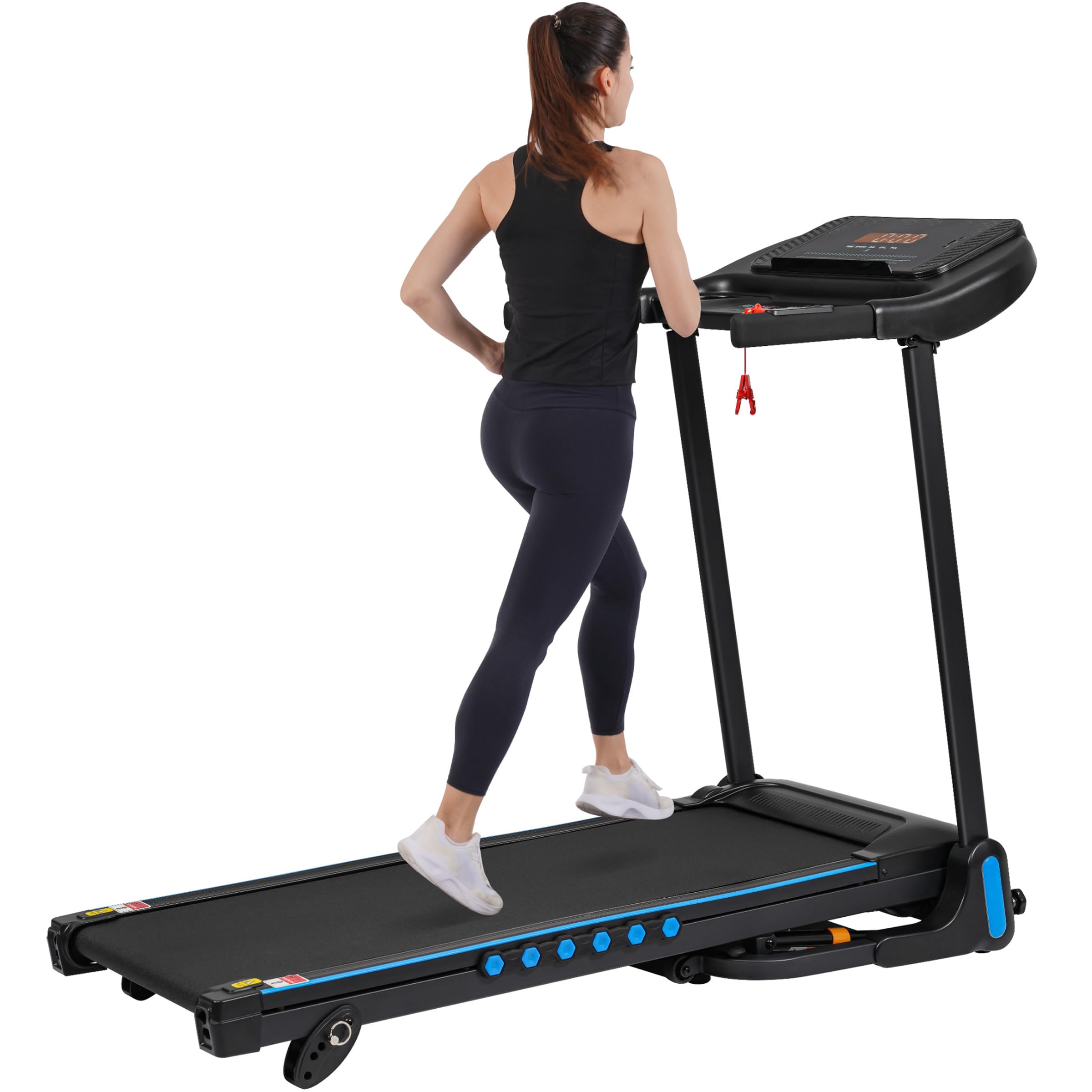 Incline Treadmill for Home with 3.0 HP Quiet Motor, 350 LBS Capacity, Auto-Folding Hydraulic System, 10 MPH Running Machine with Bluetooth Speaker, Type-C & USB Charging Port, Shock Absorption, Black