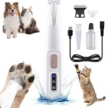 Paw Trimmer, Calm Clippers for Cats, Electric Dog Trimmer for Paws, Rechargeable Dog Paw Hair Trimmer with Led Light Low Noise Waterproof