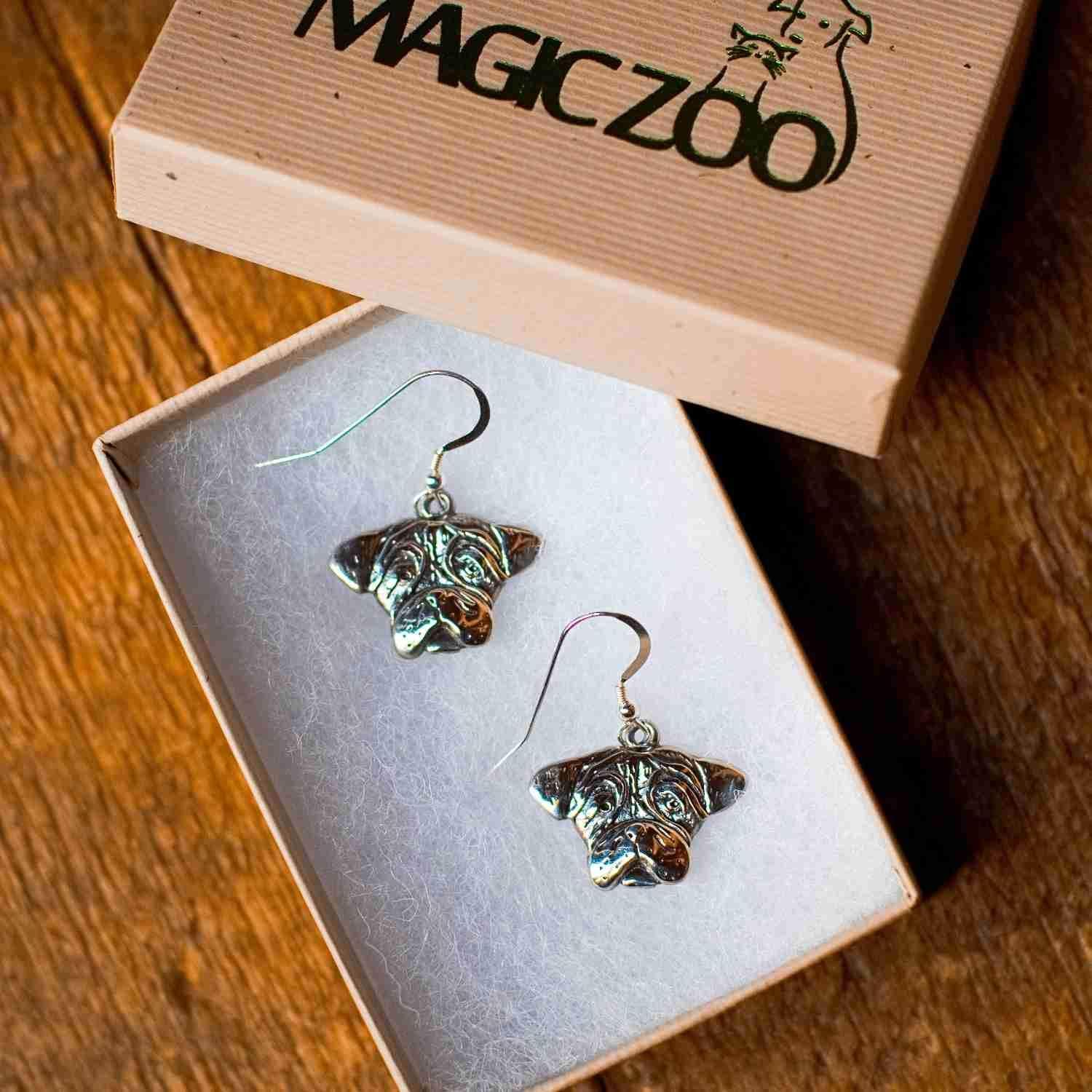 Sterling Silver Bull Mastiff Earrings by The Magic Zoo