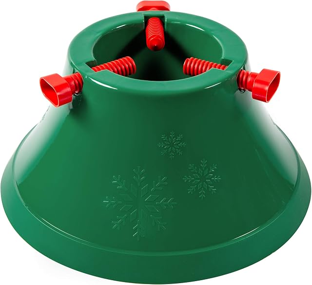 XMAS Christmas Tree Stand Real Up To 8 Feet HEAVY DUTY Water Reservoir Strong Holder Base Frame Round GREEN - Latest Extra Sturdy Design & Assembled In Minutes Artificial Trees