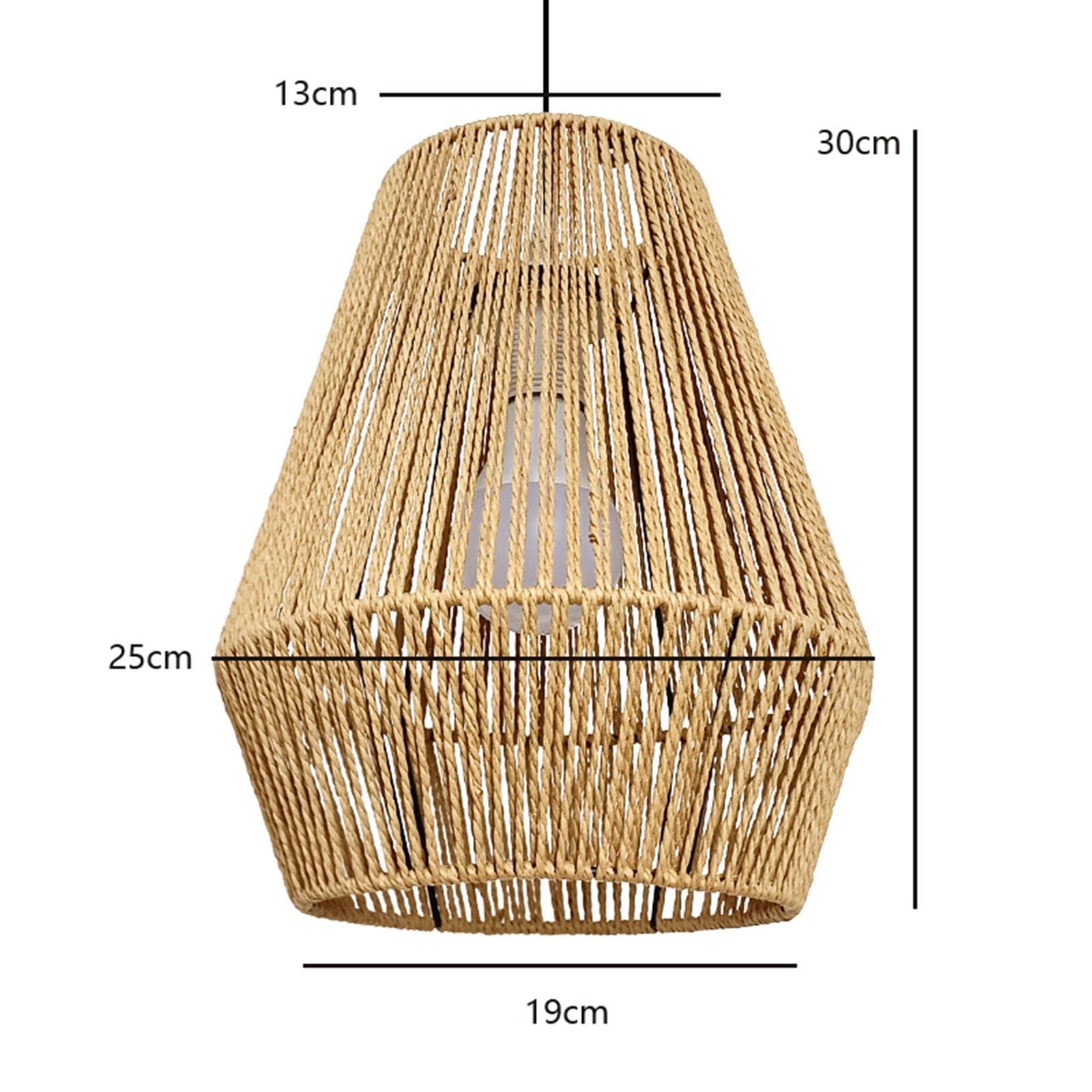 F Fityle Corda intrecciata in rattan Lampada a sospensione Paralume Sostituzione paralume Accessori retrò per soggiorno Camera da letto Hotel Ristorante, Kaki