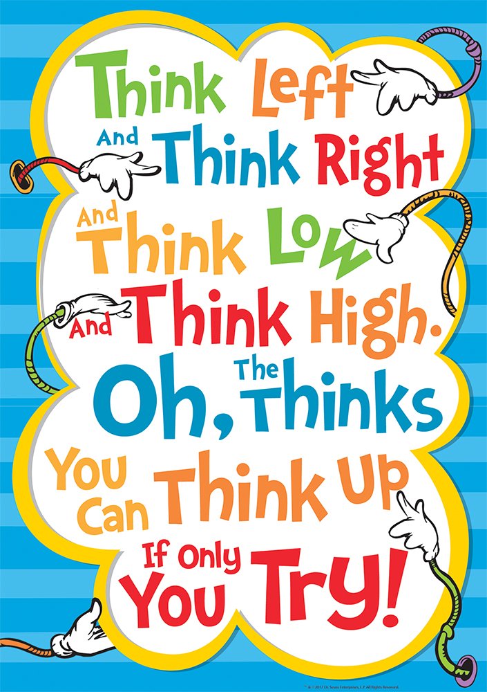 Eureka Dr. Seuss Oh, the Thinks You Can Think! 'Think Left, Think Right' Classroom Poster, 13'' W x 19'' H