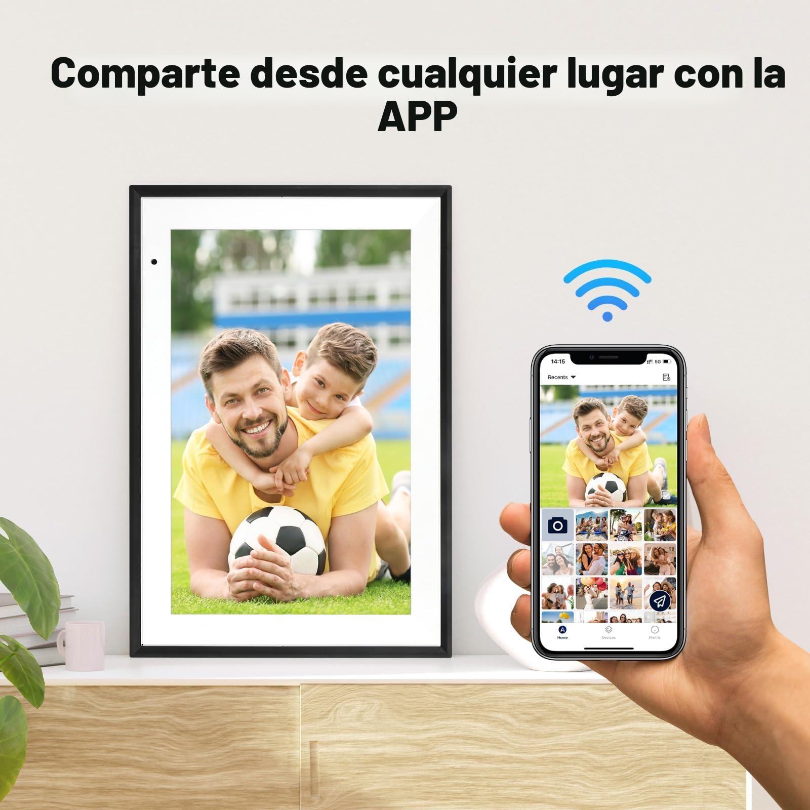 Marco Fotográfico Digital WiFi Anna Bella 10,1 Pulgadas, Marco Electrónico 1280x800 HD, 32GB, Rotación Automática, Pantalla Táctil Inteligente, Configuración Remota Fácil a través de la App AiMOR