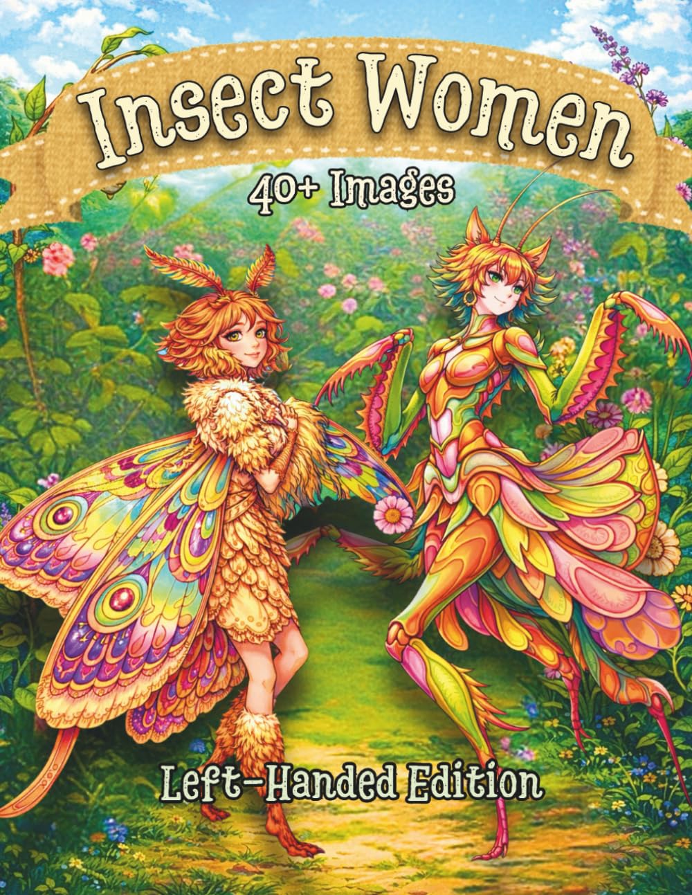 Insect Women Left-Handed Edition: A Fantasy Coloring Book of Elegant Insect-Inspired Women, Winged Creatures, and Detailed Line Art