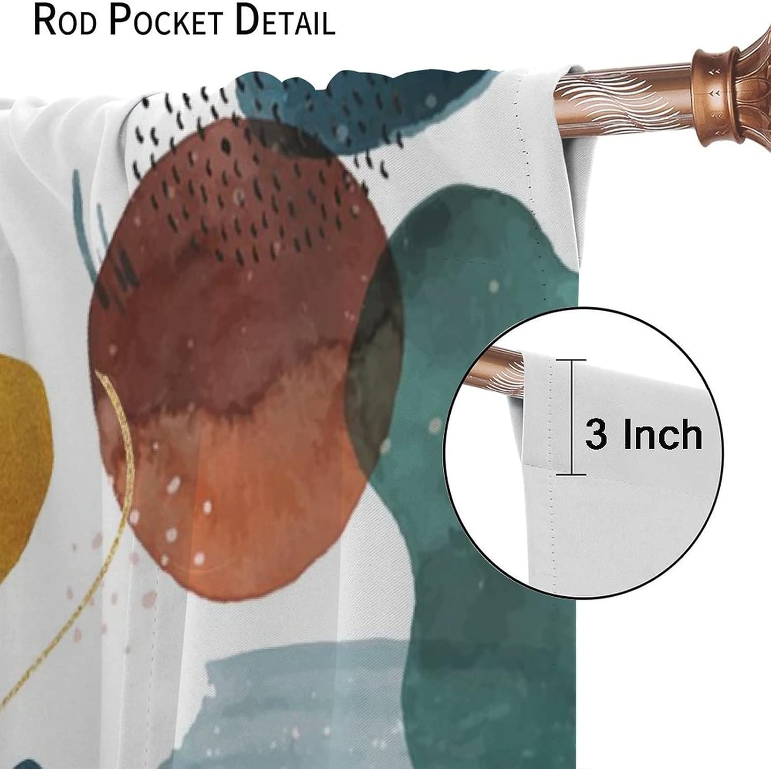 Abstract Art Mid Century Blackout Curtains,Modern Boho Geometric Leaves Floral Plant Window Treatments Rod Pocket Thermal Insulated Room Darkening Blackout Curtains for Bedroom 2 Panels 63L x 27.5W