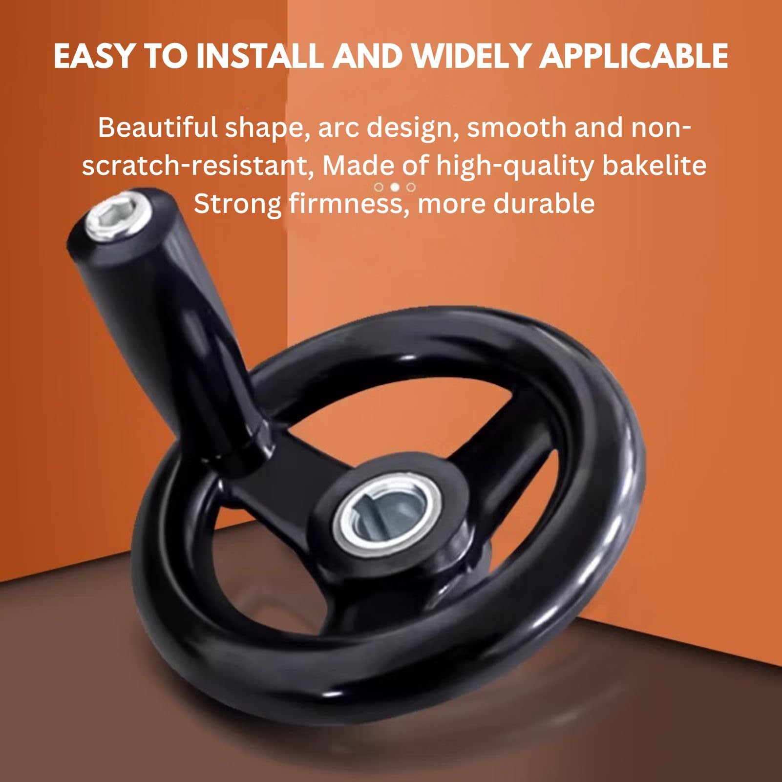 Volantino Plastica 100 Mm Per Fresatrice E Tornio - Foro 12 Mm, Con Maniglia Girevole, Nero - Foto 8