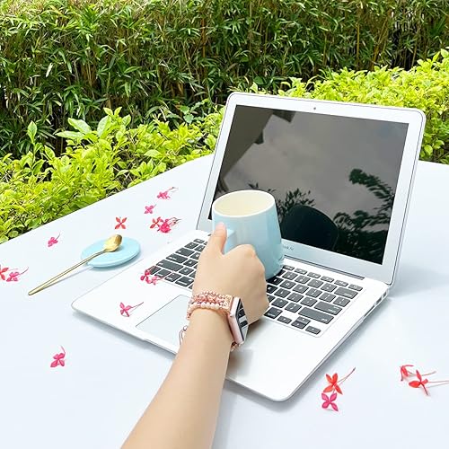 Miniatura 4 de Correa de reloj con cuentas de moda de repuesto para Apple Watch iWatch SE Series 7654321 elástica con cuentas de acero inoxidable para mujer