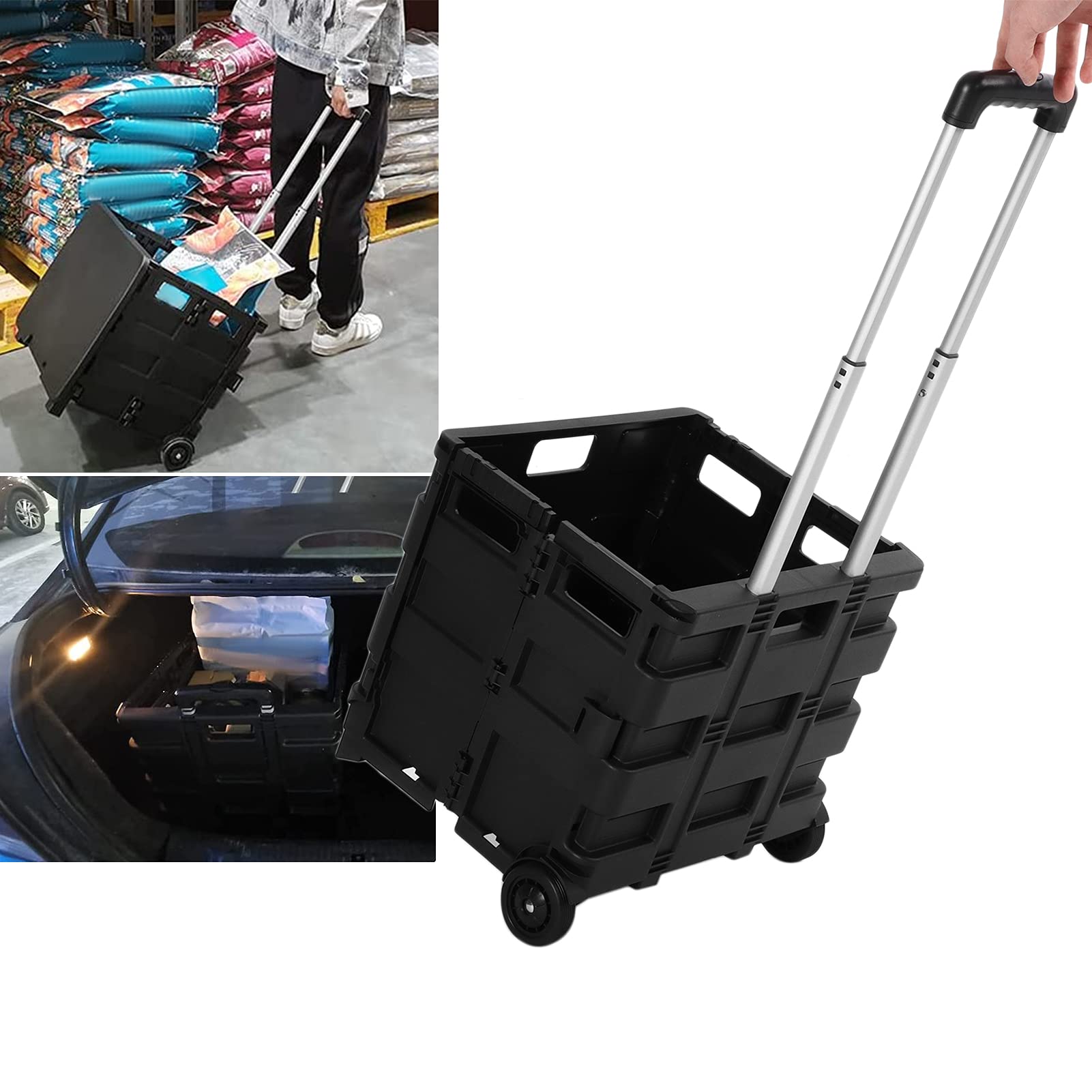 BRRNOO Rollbarer Ziehwagen für Lebensmittel und Bürobedarf. Leichte Aufbewahrungsbox mit Einem Gewicht von 55 Pfund für Reisen und Organisation