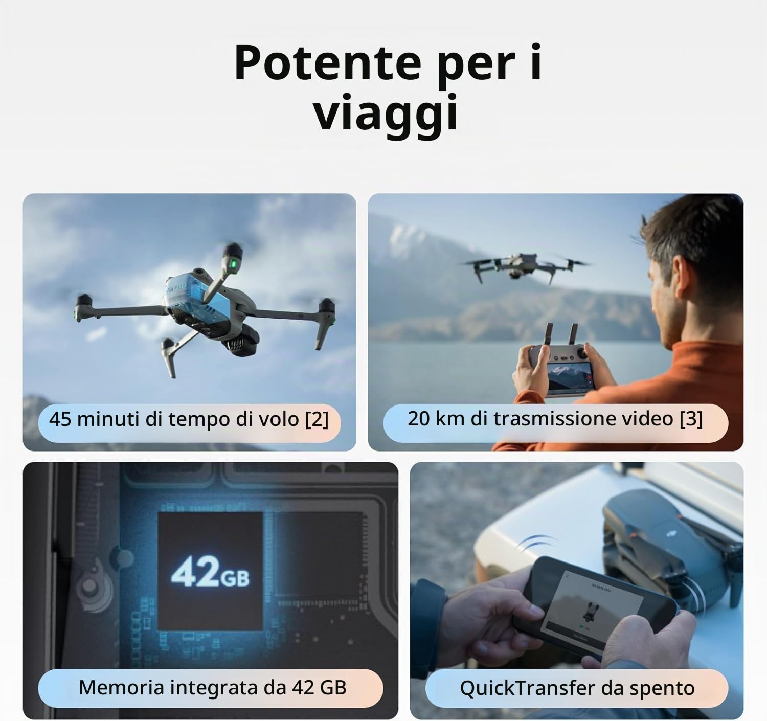 DJI Air 3S Combo Fly More (RC 2 con schermo), drone con fotocamera grandangolare CMOS 1" e teleobiettivo medio per adulti, 4K/60fps, rilevamento omnidirezionale e 3 batterie per volare più a lungo