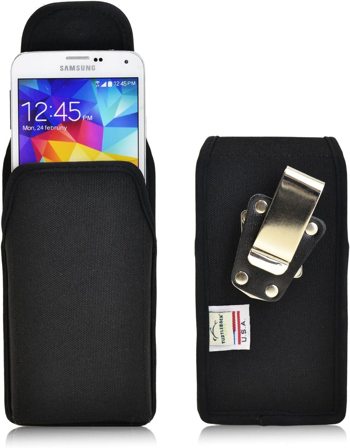 Turtleback Belt Clip Case Made for Samsung Galaxy S5 V Black Vertical Holster Nylon Pouch with Heavy Duty Rotating Belt Clip Made in USA