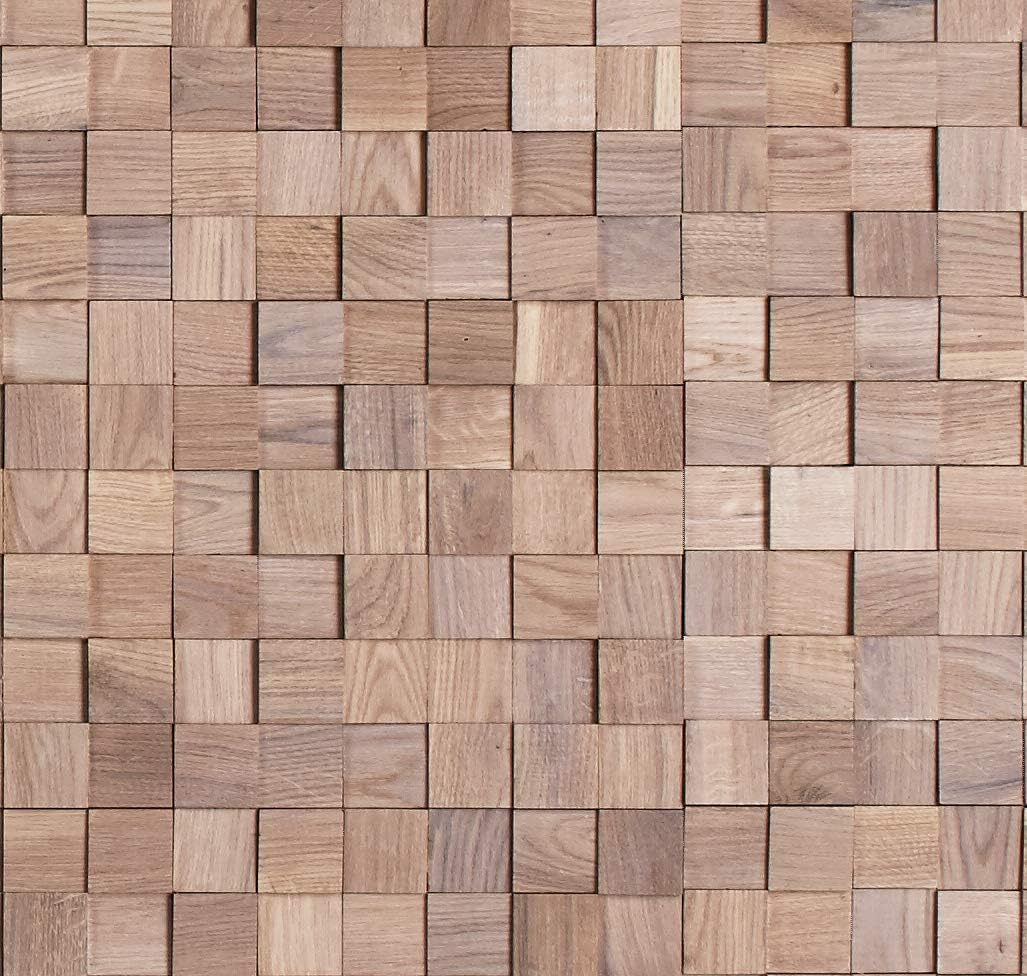 Mosaic Collection Chessboard Oak White - Wood Wall Mosaic Tile - Solid Oak Wood - Glued Application - 5.5 Sq Ft