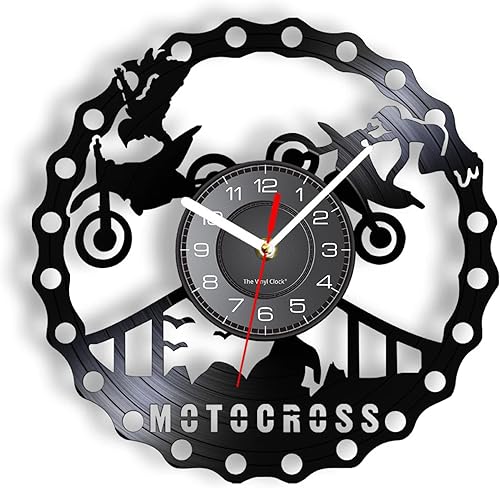 Reloj de pared redondo vintage de 12 pulgadas, funciona con pilas, silencioso, sin tictac, decoración de disco de vinilo para oficina, cocina,