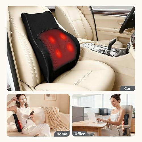 Miniatura 6 de Masajeador de espalda con calor, masajeador de espalda y cuello para aliviar el dolor de tejido profundo, almohada de masaje de amasamiento 3D para