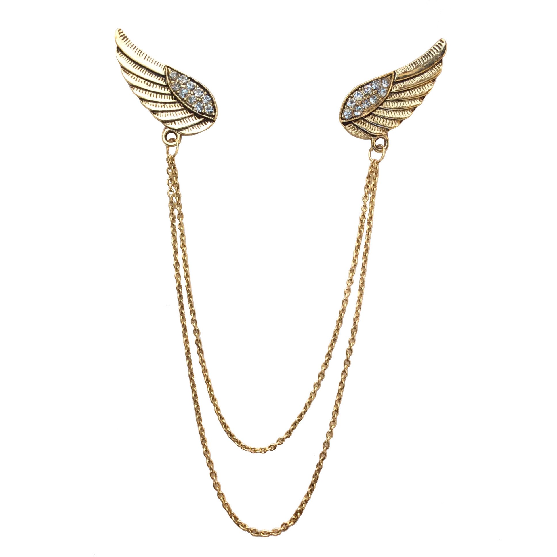B-Fashionable Double Wing Double Chain Brooch (Golden) (B01NAVQQRG) Amazon Price History, Amazon Price Tracker
