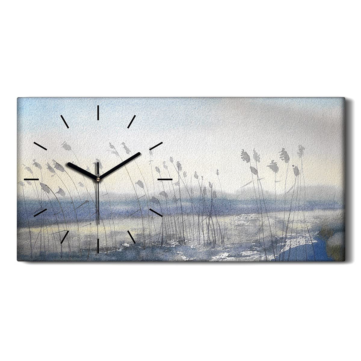 Horloge sur toile 60x30cm fleurs de neige d'hiver salon moderne silencieux