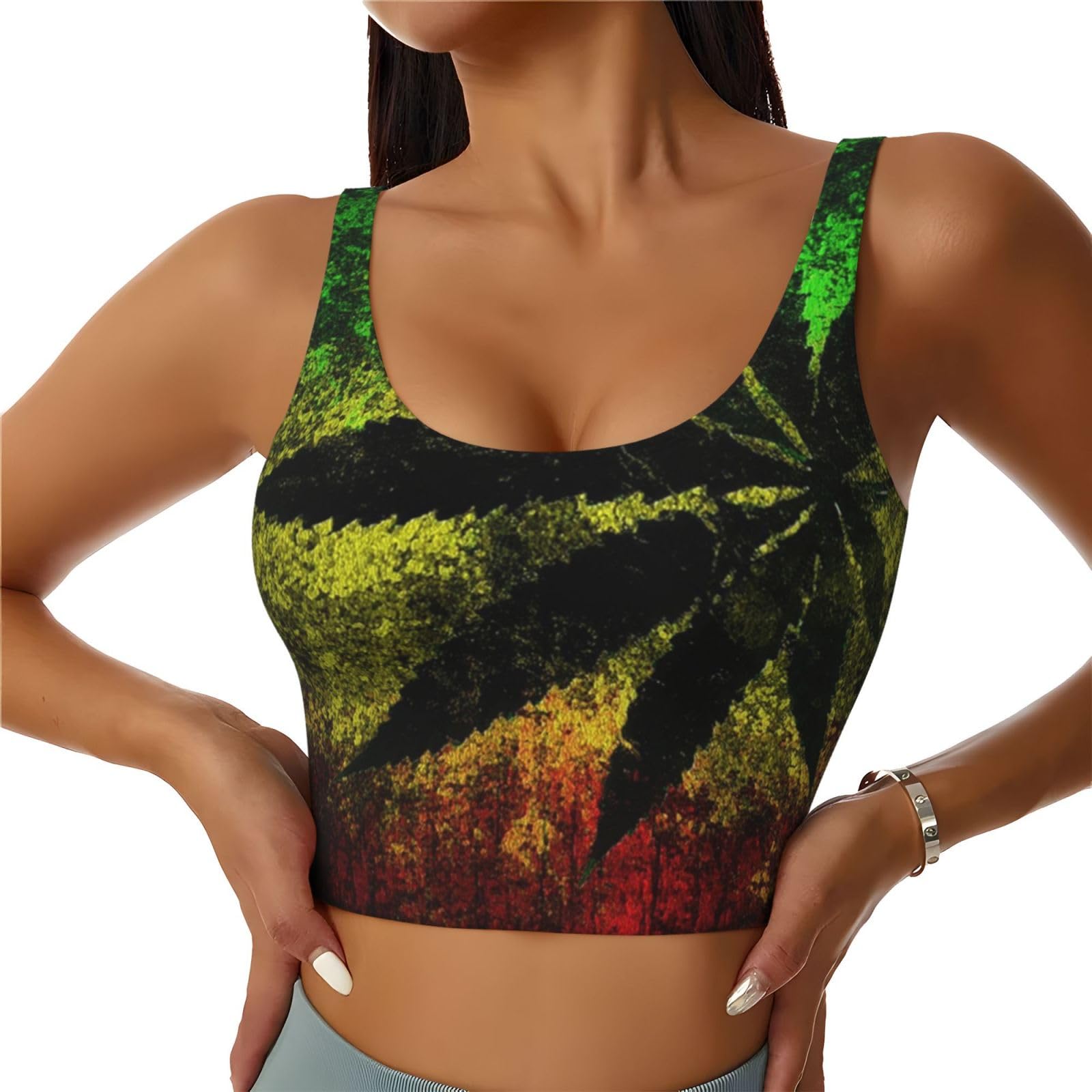 Jamaica Flag Leaves Women's Sports Vest - Sleeveless Activewear for Gym and Outdoor Training - Lightweight and Breathable Fitness Shirt