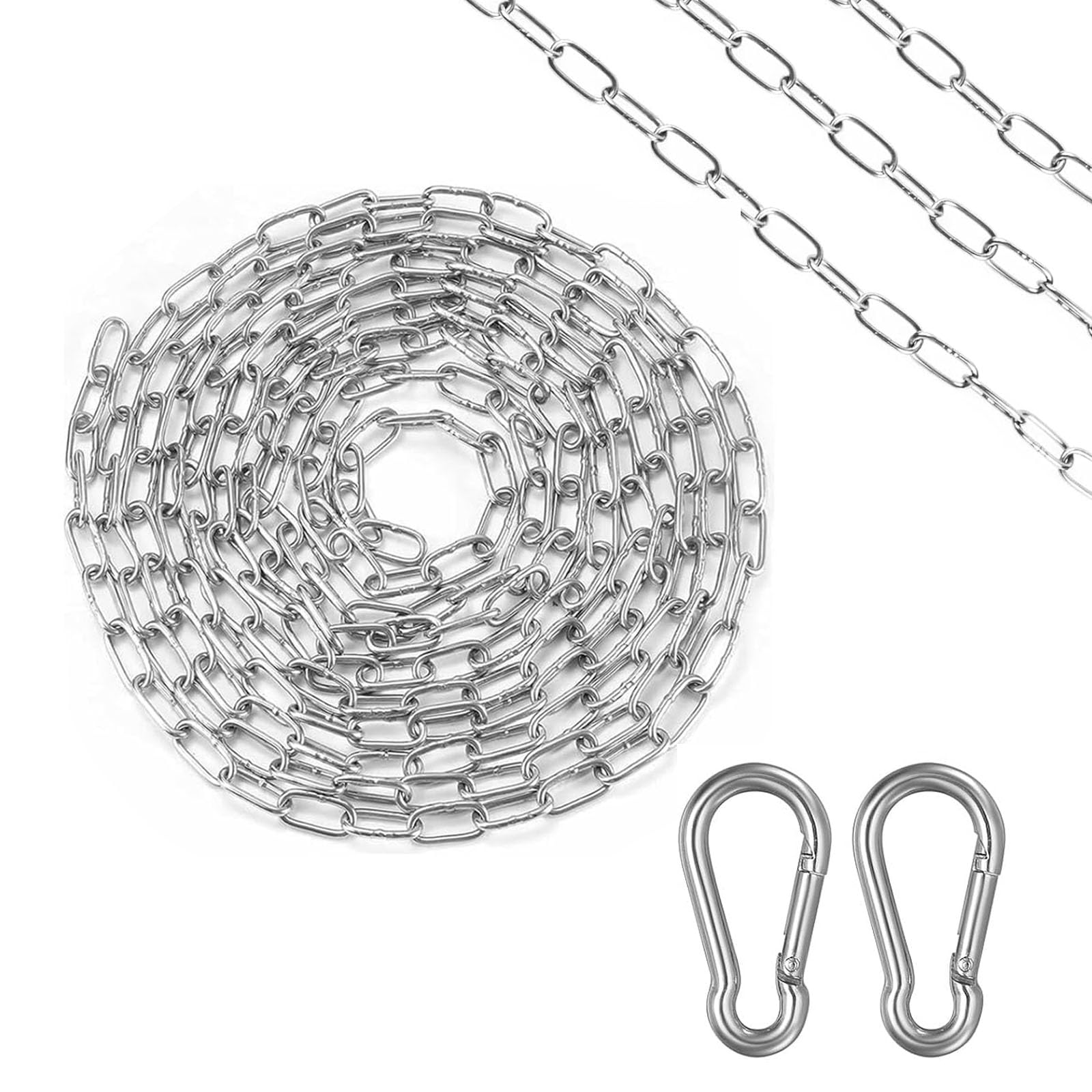 5 Metres Length Stainless Steel Chain for Hanging 1.5mm Metal Chain with Carabiner