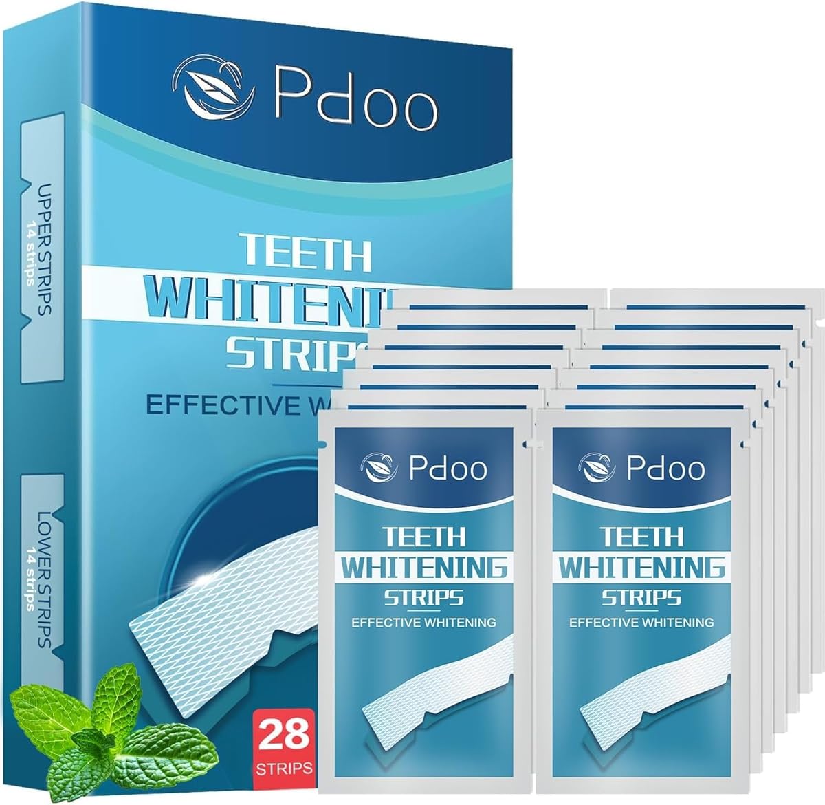 Whitening Strips 14 Treatments for Stain Remover | Effective Tooth Whitening in 7-Days while Sensitivity-Free and Enamel-Safe | No-Slip Teeth Whitening Strips for Home Travel Work | 28 Counts, Mint