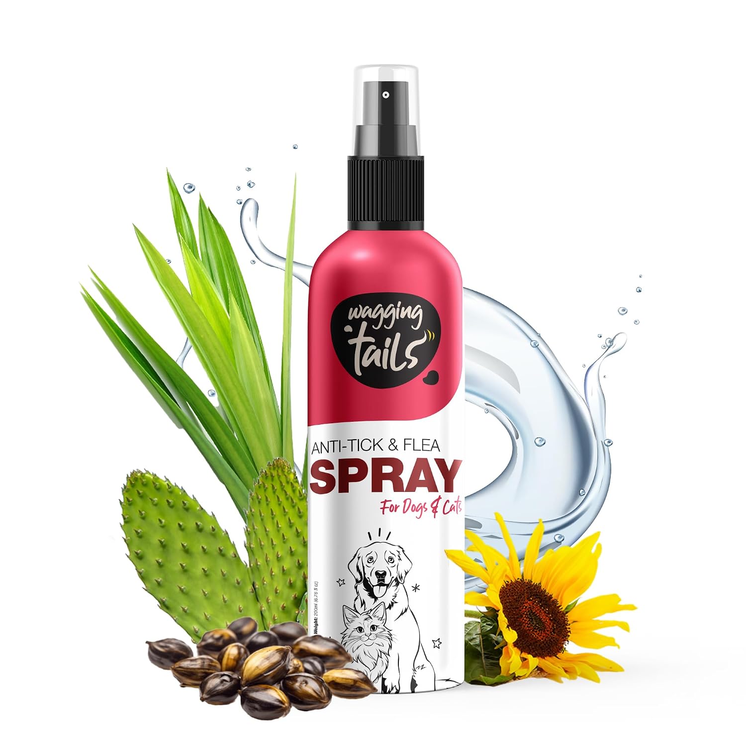Curated visual reference: Wagging Tails Anti Tick Flea Spray For Dogs Cats 200Ml Photo Inspiration