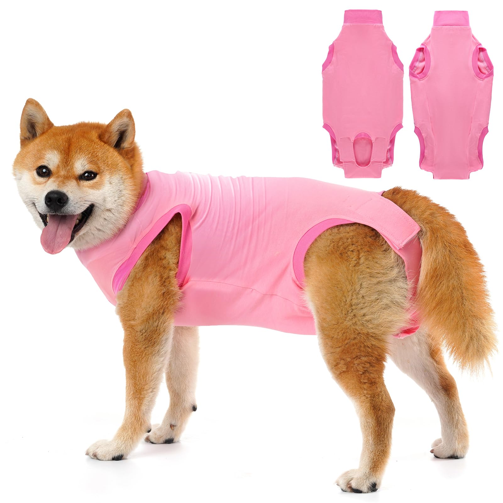 Avont Dog Surgery Recovery Suit, Post-Spay/Neuter Onesie for Female/Male Puppies, Breathable Bodysuit Surgical Shirt E-Collar & Cone Alternative, Anti-Licking Protection for Wounds -A Pink (L)