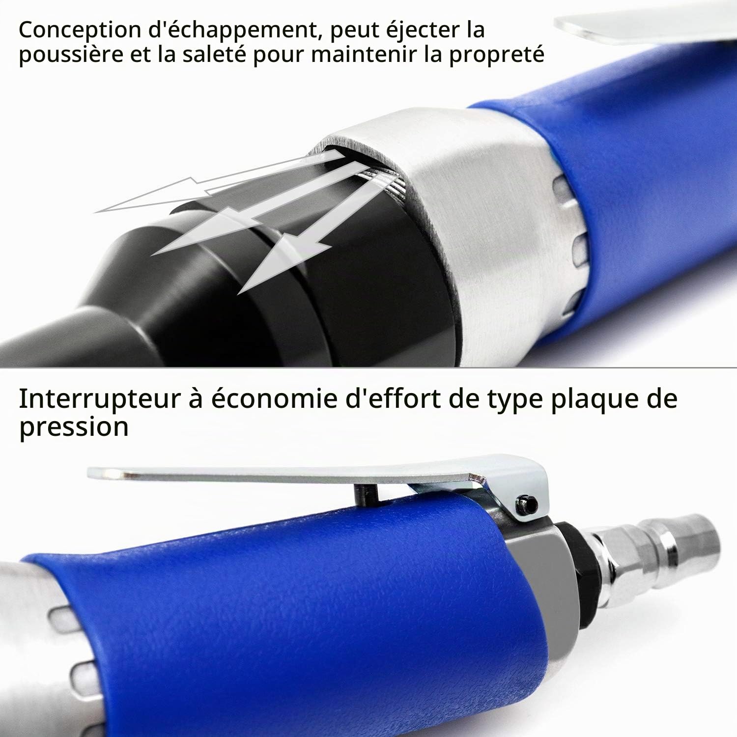 QWORK® Cléà cliquet à air 1/2" / 12.5mm à cliquet à air ultra rapide et robuste, couple maximal de 85 N.M