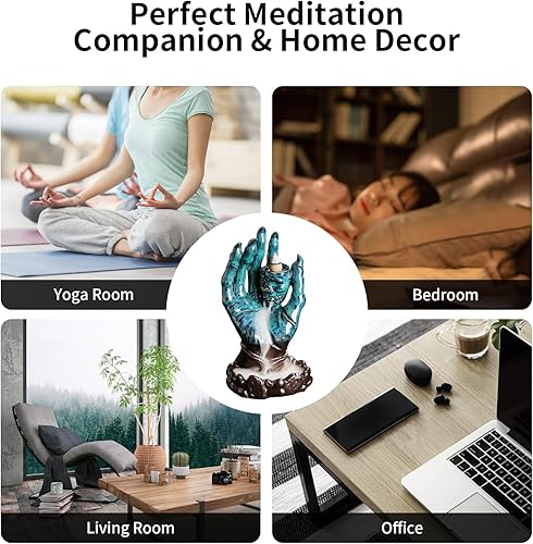 Miniatura 6 de YYW Quemador de incienso de reflujo en cascada con 20 conos de incienso y 30 varitas de incienso, diseño de calavera, mano de cascada, soporte de