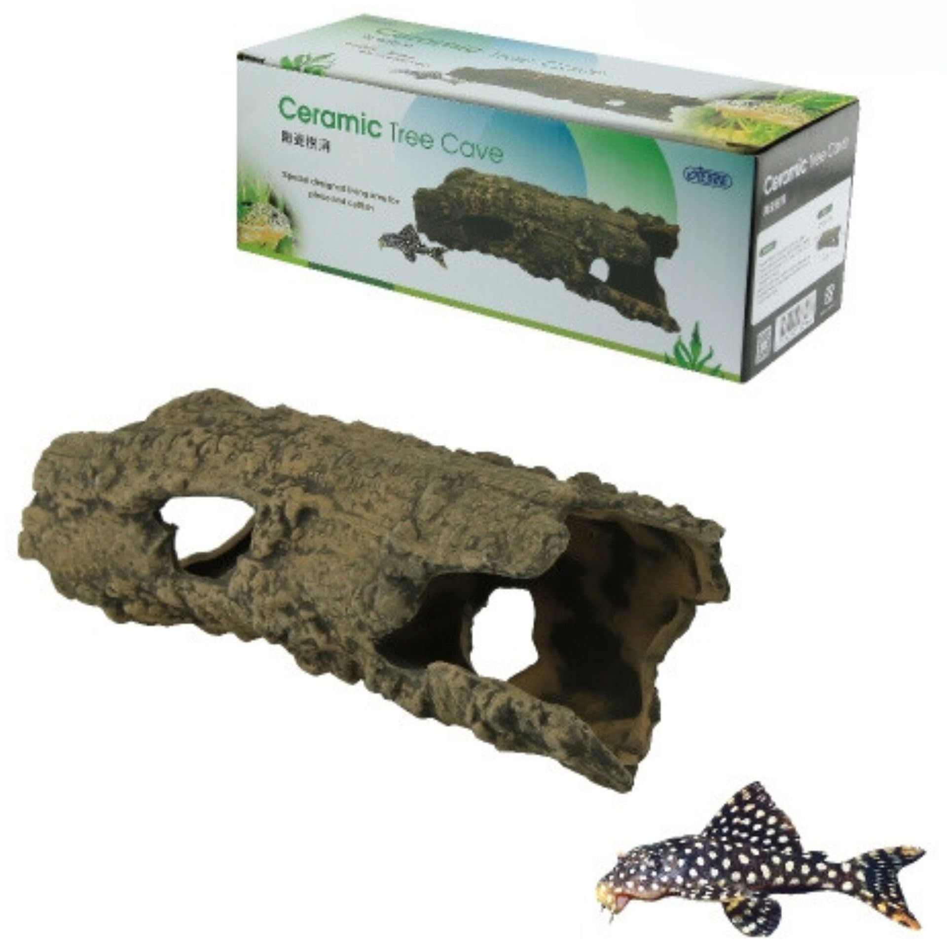Finest-Filters Brown Ceramic Tree Cave Hiding Shelter Home For Pleco Shrimp Catfish Breeding Moss Fish Tank Aquarium Decoration