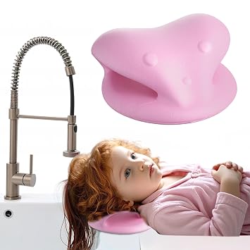 Hair Washing Station for Kids, in Ergonomic Kid Hair Washing Station,Sink Hair Washing Neck Pillow for Wash Time,Portable Hair Wash Basin for Children on Bathtub,or Sink On Floor Pink